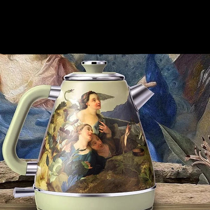 1.8L Stainless Steel Electric Kettle 1800W Retro Design with Temperature Gauge