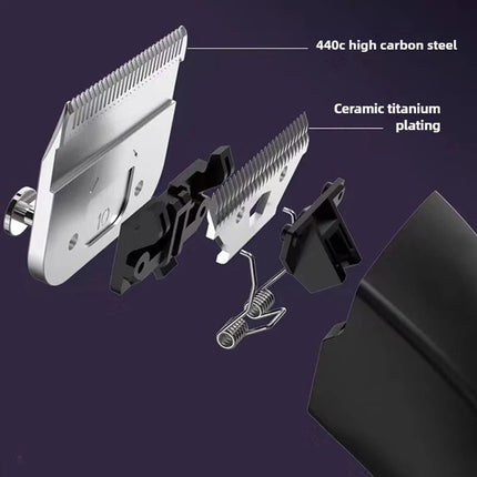 Rechargeable Cordless Pet Hair Clipper Grooming Kit with LCD Display and Replaceable Titanium Blades
