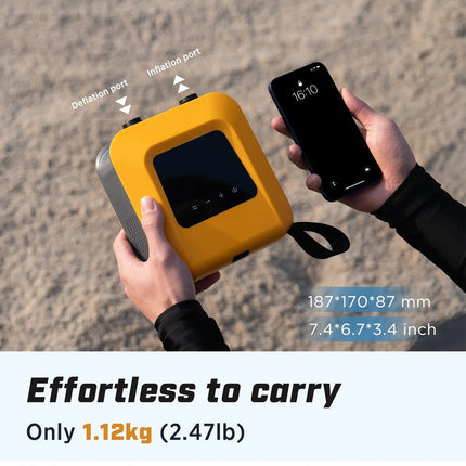 Cordless 20PSI Smart SUP Pump, Dual-Stage Electric Inflator & Deflator for Outdoor Gear