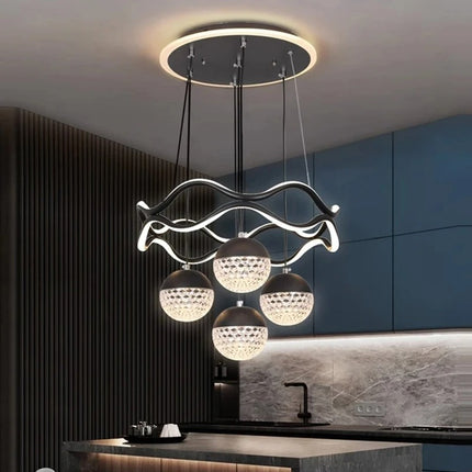Modern Nordic Pendant Ceiling Light Acrylic Crystal Shade Adjustable Hanging Design Indoor Decorative Lighting