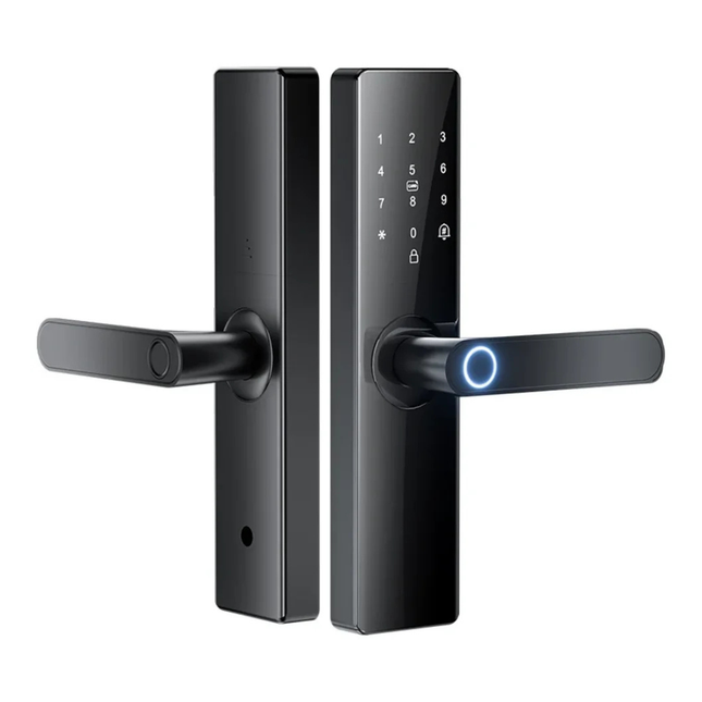 Smart Fingerprint Door Lock with App Control, Anti-Pry Alarm, and Backup Power