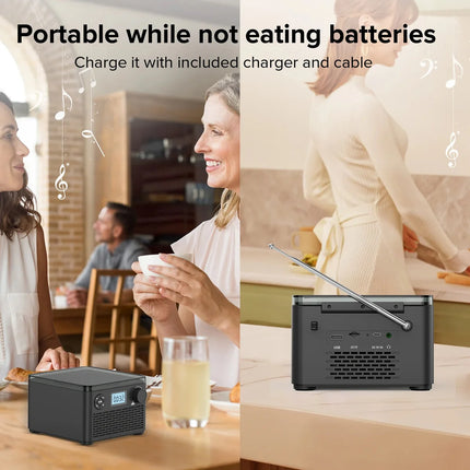 Rechargeable CD Music System with Bluetooth, FM Tuner & USB Playback – Portable Audio Player