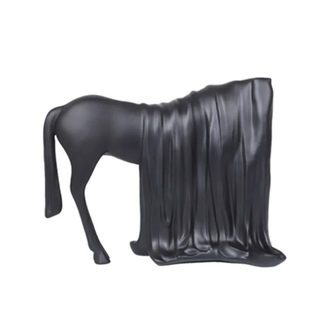 Hand Comfortted Resin Horse Figurine 32cm Decorative Table Shelf Ornament