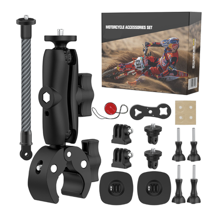Motorcycle Action Camera Mount Kit with Extended Carbon Fiber Arm