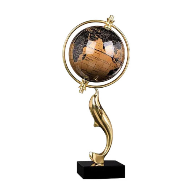 Premium Decorative Crystal Dolphin Sculpture with Elegant Copper Base Modern Home Accent