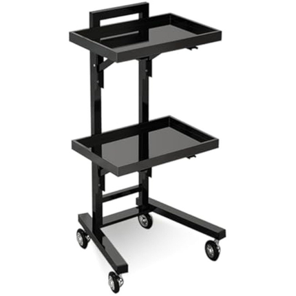 Rolling Salon Tray Trolley with Wheels Adjustable Height Metal Beauty Tool Cart
