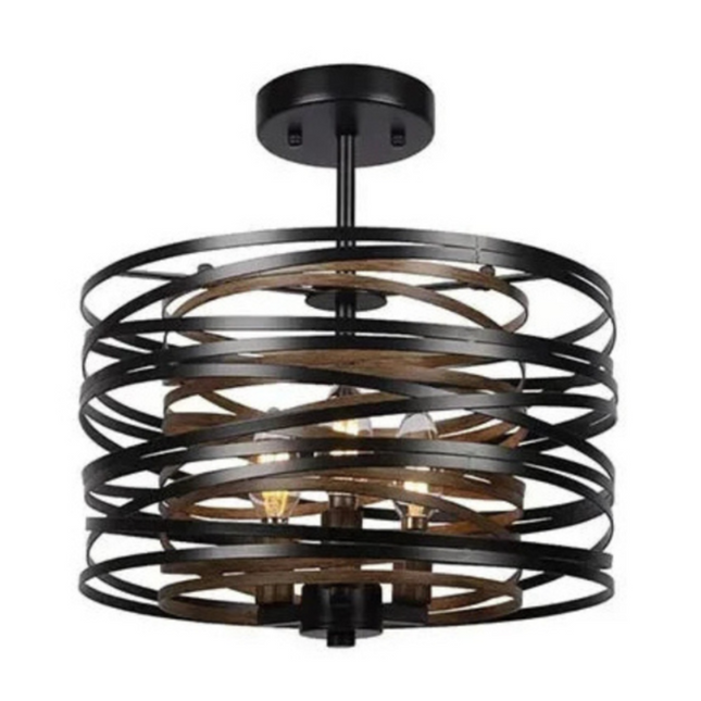 Creative Industrial Vortex Pendant Lamp – Vintage Indoor Lighting for Dining, Café & Office Spaces