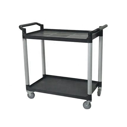 Plastic Serving Cart 2-Tier Delivery Trolley with 100kg Capacity per Shelf