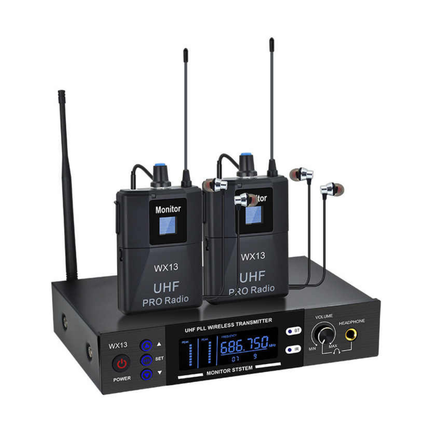Professional UHF Wireless Microphone System with Dual Headset Mics and Receiver