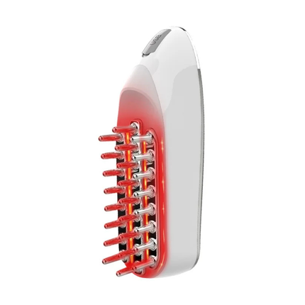 RF Microcurrent Hair Scalp Massager Brush with Red Light Relaxation, Rechargeable Type-C, Adjustable Intensity
