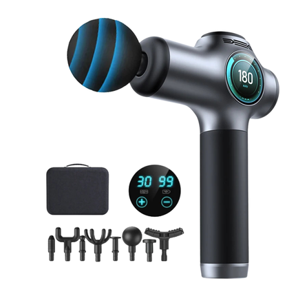 Rechargeable Percussive Massage Gun 8 Interchangeable Heads LCD Display