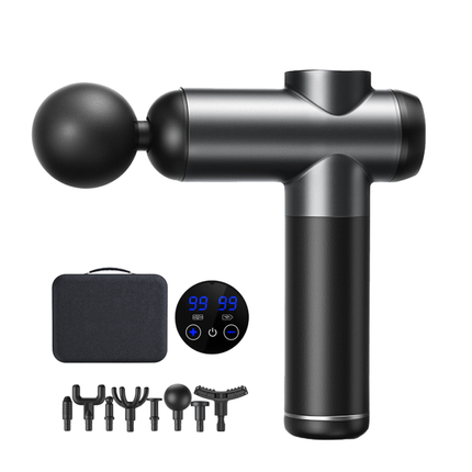 Portable Cordless Massage Gun with 8 Heads and LCD Display