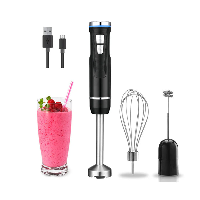 Rechargeable Cordless Hand Blender Set – 8-Speed Control, High-Performance 200W Motor with Whisk & Chopper