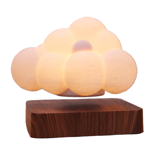Magnetic Levitation Cloud Lamp – Modern LED Ambient Light with Wooden Stand & Touch Control