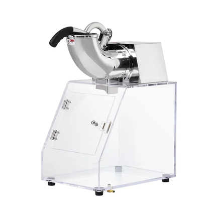 Commercial Ice Shaving Machine with Clear Cabinet, Heavy-Duty Steel Body, 350W Motor