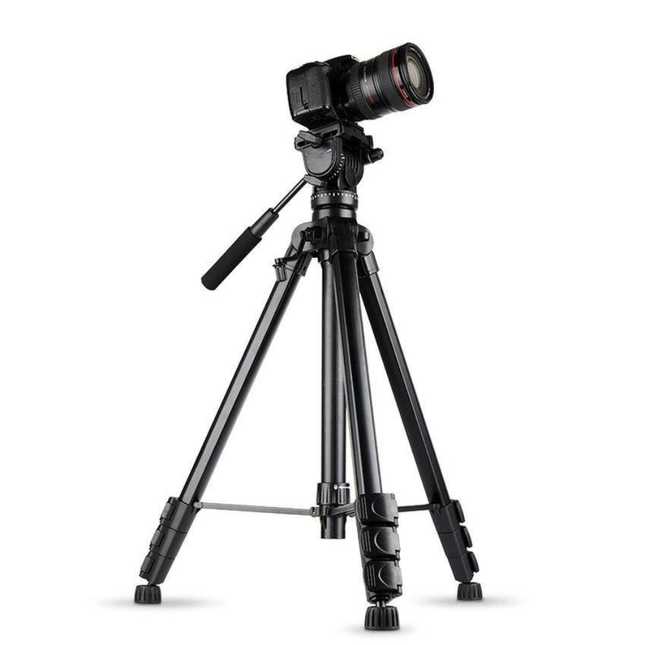 Portable 206cm Aluminum Tripod with Fluid Pan-Tilt Head for DSLR, Video Camera & Smartphone