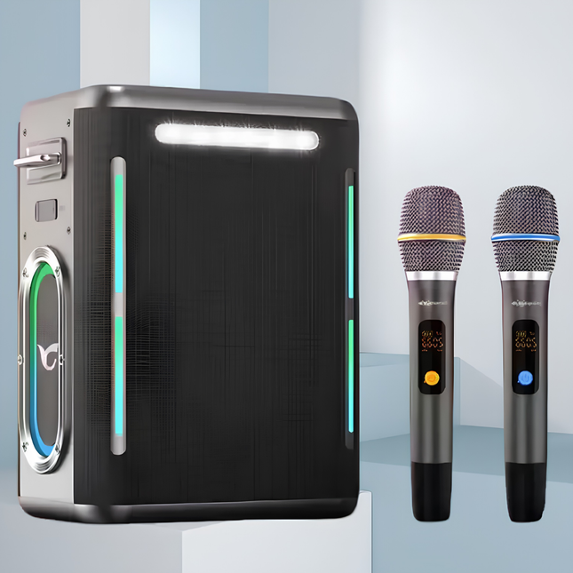 Portable Bluetooth Karaoke Speaker with RGB Lighting, Remote Control and Rechargeable Battery