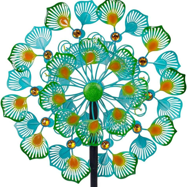 Metal Garden Spinner Outdoor Decorative Stake 178cm Rotating Ornament