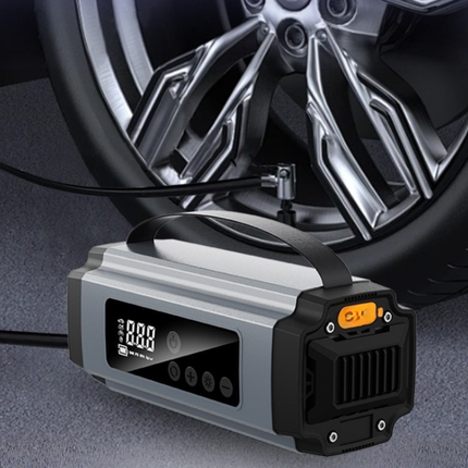 Compact 4-in-1 Car Jump Starter with LED Light, Tire Pump & 8000mAh Power Bank