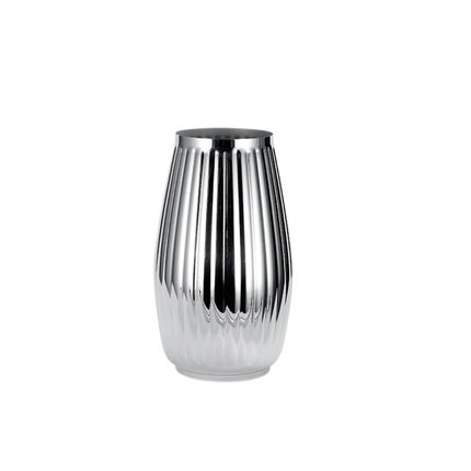 Modern Striped 304 Stainless Steel Decorative Vase with Mirror Finish for Tabletop and Indoor Styling