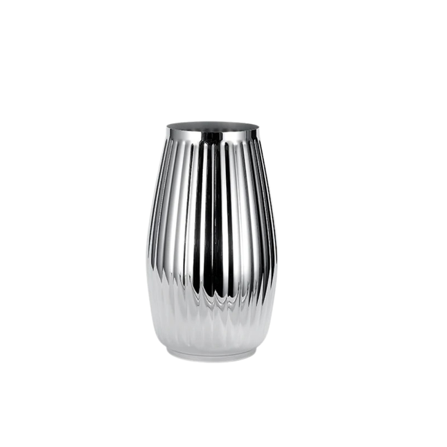 Modern Striped 304 Stainless Steel Decorative Vase with Mirror Finish for Tabletop and Indoor Styling
