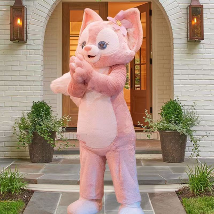 Unisex Adult Pink Fox Costume Full Body Cartoon Animal Outfit for Cosplay Carnival
