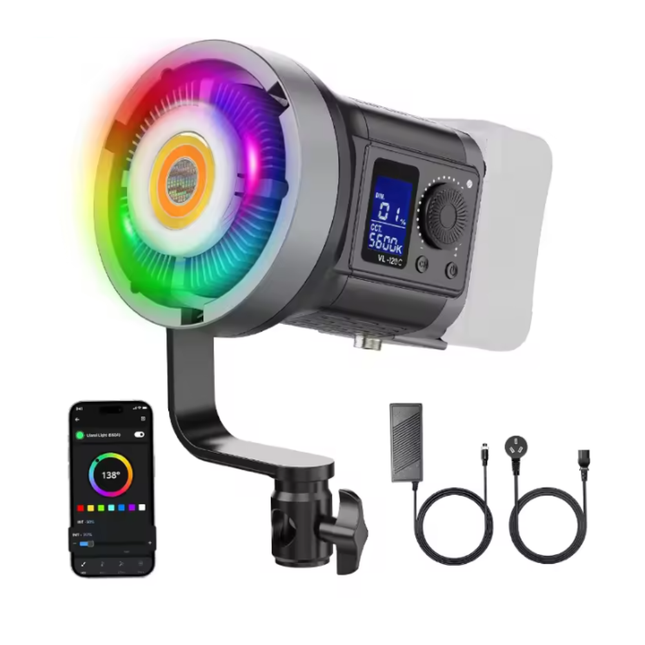 120W COB RGB Video Light with Remote Control – Adjustable 2700–6500K for Studio, Film, and Livestreaming