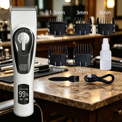 Professional Cordless Beard Trimmer with LCD Display Rechargeable Low Noise Hair Clipper