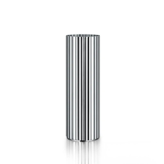 Striped Stainless Steel Vase – Modern Cylinder Design with Mirror Finish