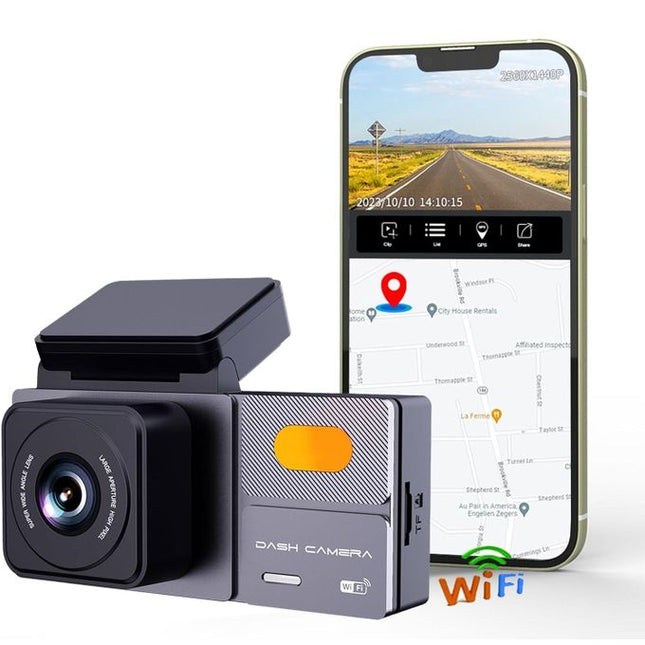 Dual Lens 4K Dash Camera with 1080P Rear Camera, WiFi, Loop Recording and Time Lapse Recording