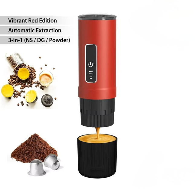 3-in-1 Rechargeable Portable Coffee Maker with 19 Bar Extraction and 80ml Water Tank