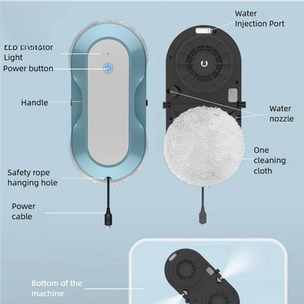 Rechargeable Window Cleaning Robot with Dual Spray Function for Glass Surfaces