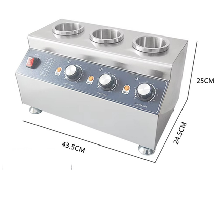 Commercial Electric Triple Sauce Dispenser Stainless Steel Countertop