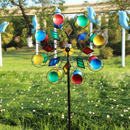 Tall Colourful Metal Wind Sculpture for Garden, Lawn & Outdoor Spaces