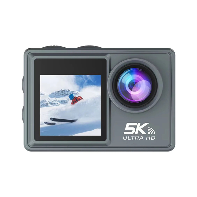 Professional 5K Waterproof Sports Camera with Front & Rear Display and Wireless Control