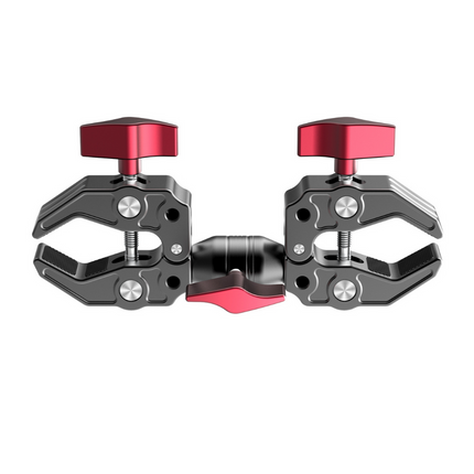 Professional Dual Ball Joint Aluminum Clamp Mount for Cameras, Lights, and Handlebars