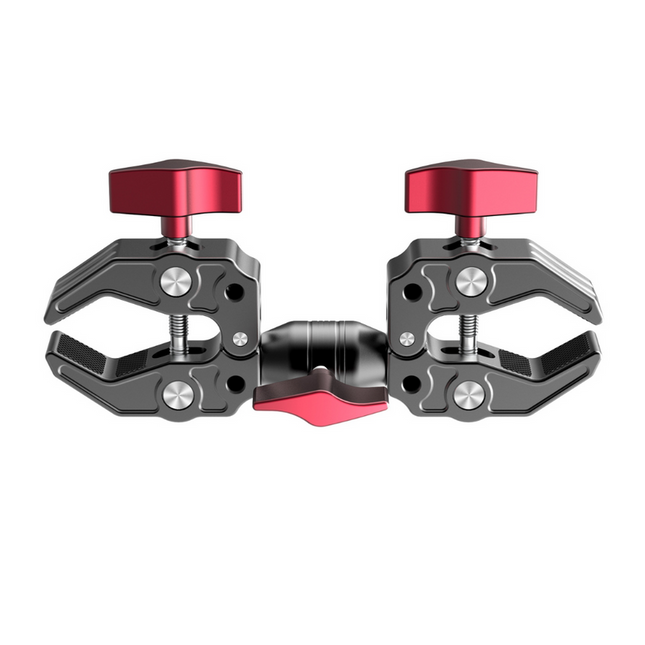 Professional Dual Ball Joint Aluminum Clamp Mount for Cameras, Lights, and Handlebars