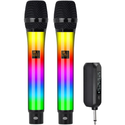 Cordless Wireless Handheld Microphone System with 6.35mm Receiver & Dual Power Options