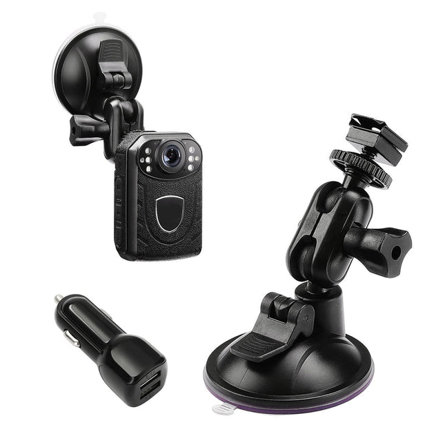 Car Mount & Charger for KJ21 Camera – Suction Bracket Dash Cam Accessory, Black