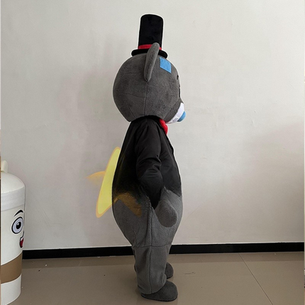Grey Wedding Teddy Bear Couple Mascot Costume for Adults – Full Body Plush Party & Event Character Suit
