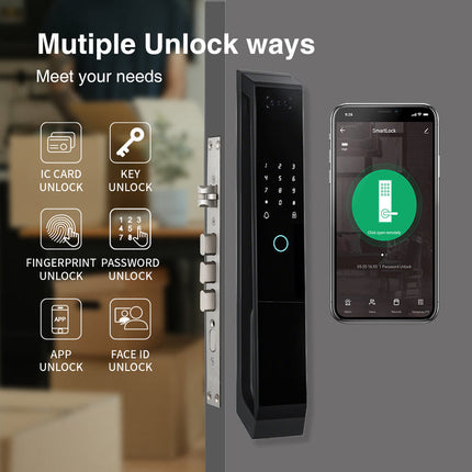 3D Face Recognition Smart Door Lock with Camera, WiFi App Control, Fingerprint & Password Access