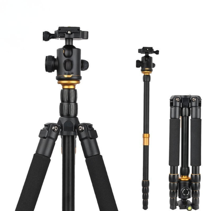Lightweight Travel Video Tripod & Monopod Combo with Smooth Fluid Head
