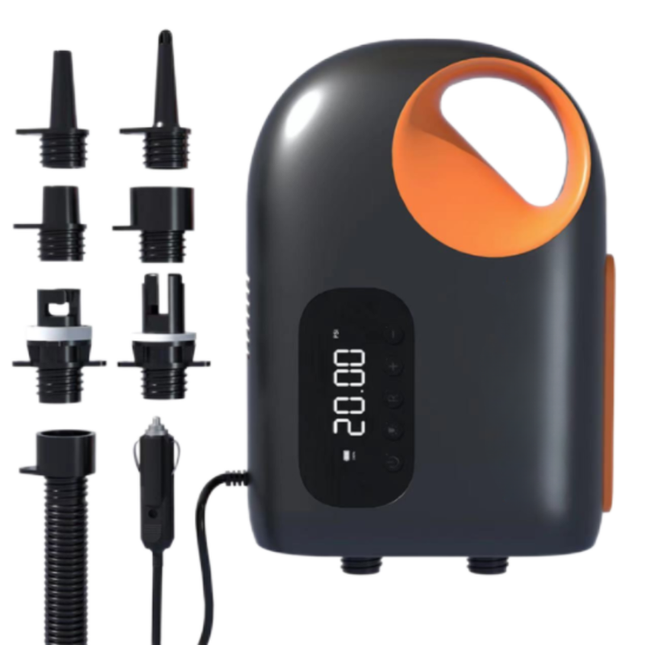 Portable 12V High Pressure Air Pump 20 PSI Digital Gauge for Paddle Boards and Inflatables