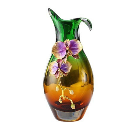 Luxury Enamel Glass Crystal Vase Modern Flower-Shaped Tabletop Decor for Dining, Living Room, or Entryway