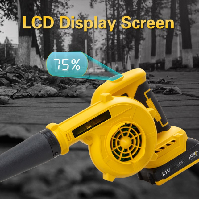 Portable 21V Cordless Leaf Blower & Vacuum – Brushless 400W Motor, Digital Display, Dual Batteries