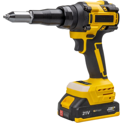 Portable 21V Cordless Brushless Rivet Gun Set – 1100N.M Torque, 16mm Stroke, 2–5mm Rivet Compatible