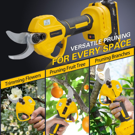 Cordless 21V Electric Pruning Shears with Brushless Motor, Digital Display & 2 Batteries – 30mm Cutting Capacity