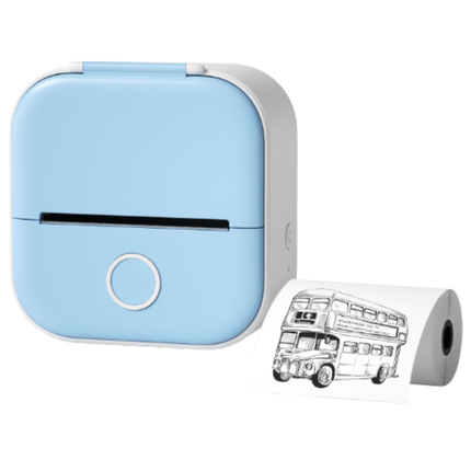 Portable Thermal Label Printer Rechargeable 1000mAh 53mm Paper Roll Blue