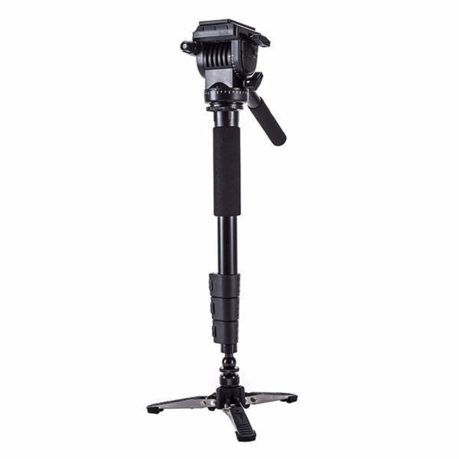 Professional Video Tripod with Fluid Head and Monopod Conversion, 3-Section 166cm Aluminum Alloy