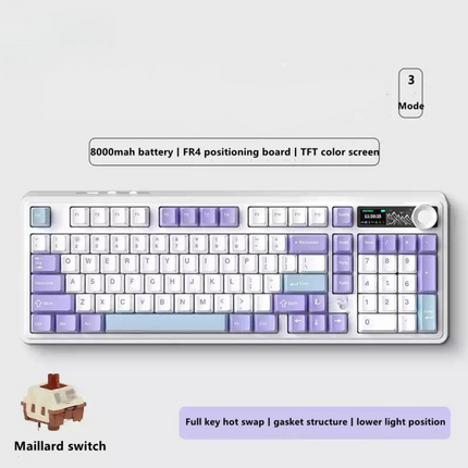 RGB Mechanical Keyboard Tri Mode Screen Knob Sound Dampening